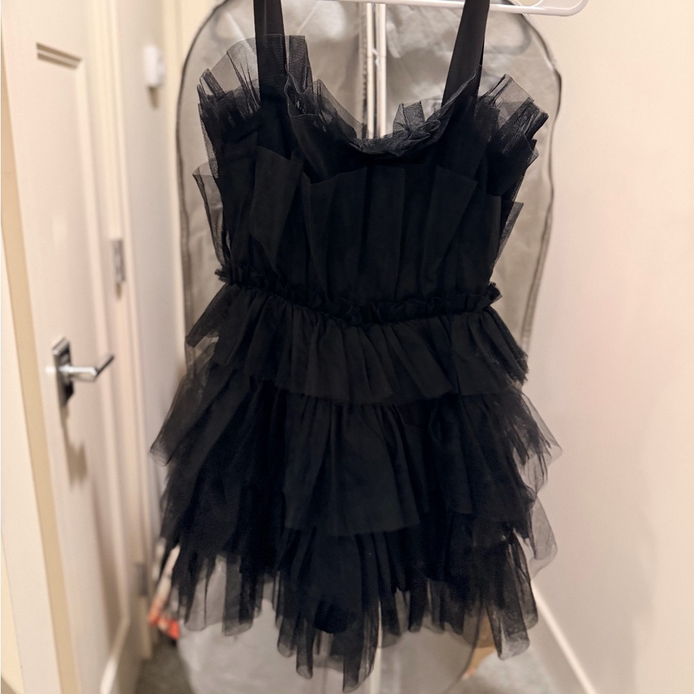 Storia Black Ruffled Mini Dress - Picture 3 of 4